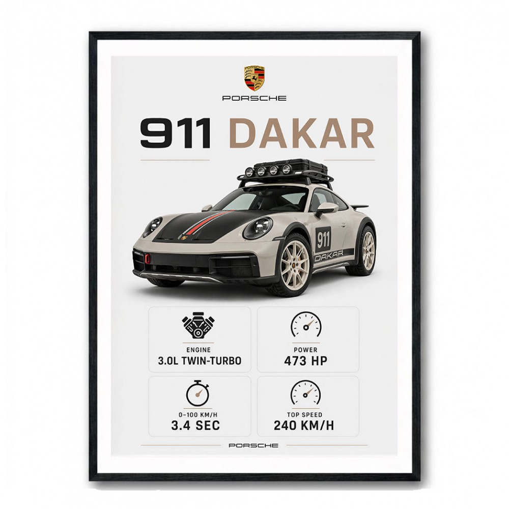 Porsche 911 Dakar Car Specs Art Print