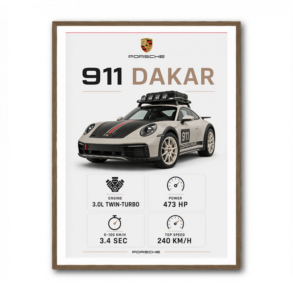 Porsche 911 Dakar Car Specs Art Print