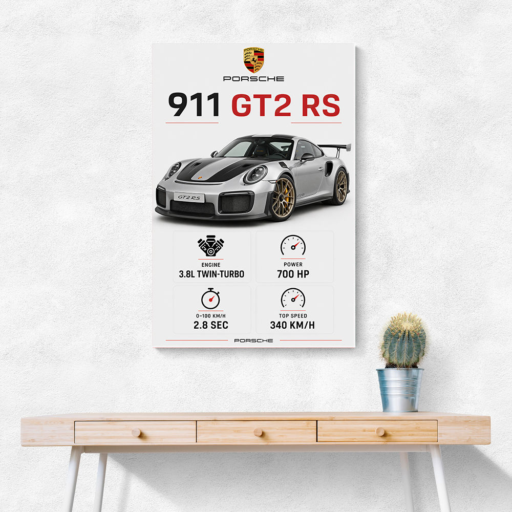 Porsche 911 GT2 RS Specs Art Print
