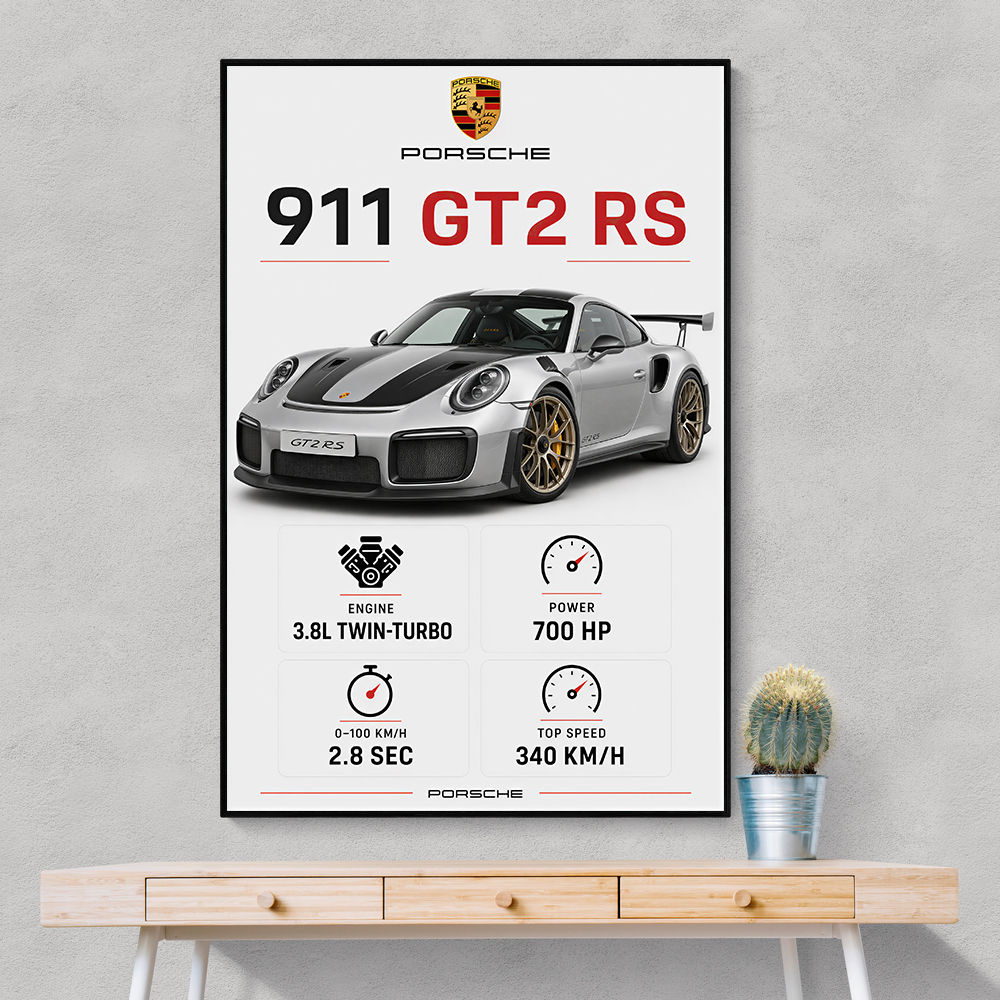 Porsche 911 GT2 RS Specs Art Print