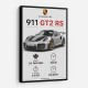 Porsche 911 GT2 RS Specs Art Print