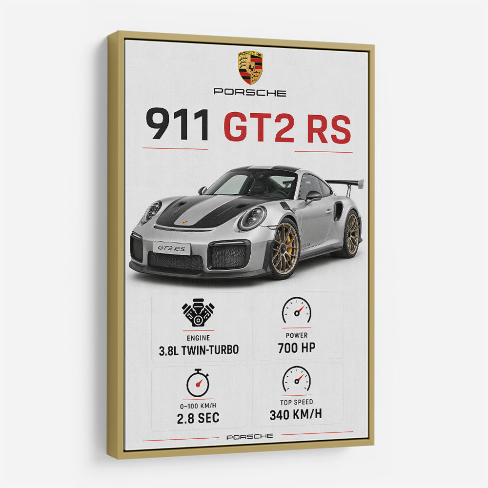 Porsche 911 GT2 RS Specs Art Print