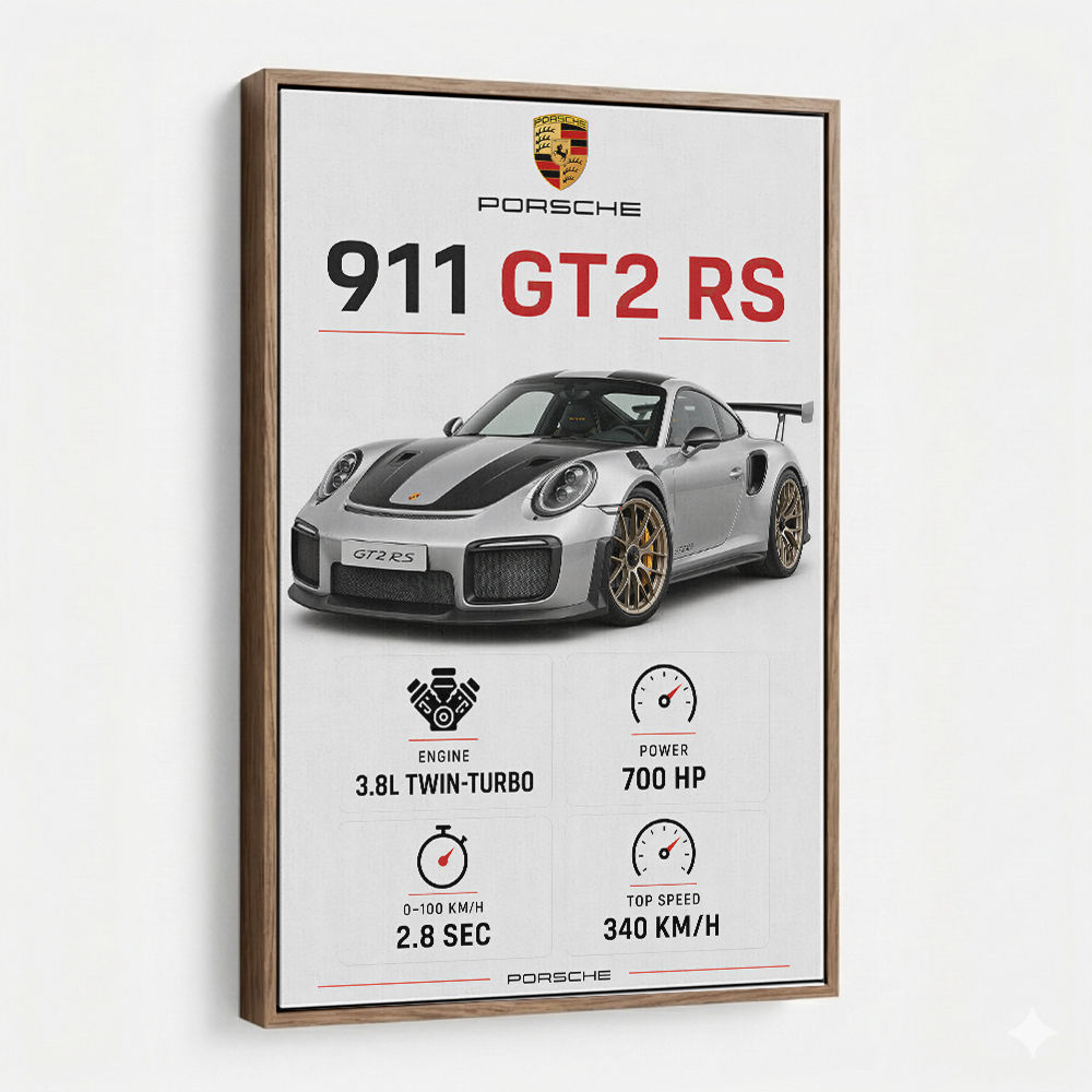 Porsche 911 GT2 RS Specs Art Print