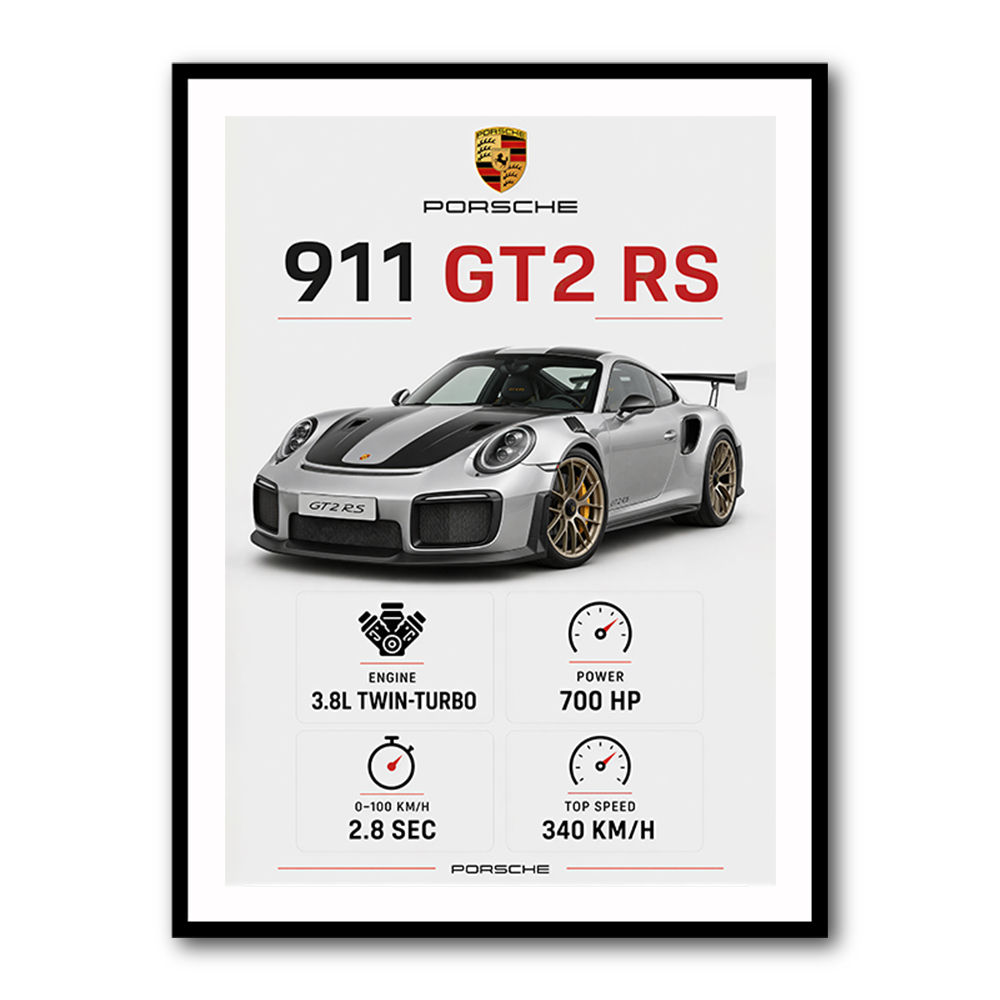Porsche 911 GT2 RS Specs Art Print