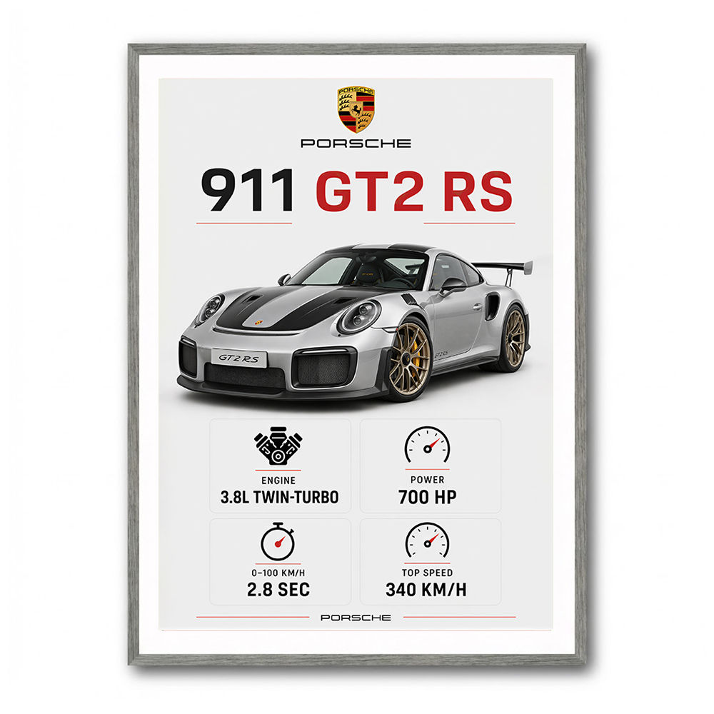 Porsche 911 GT2 RS Specs Art Print