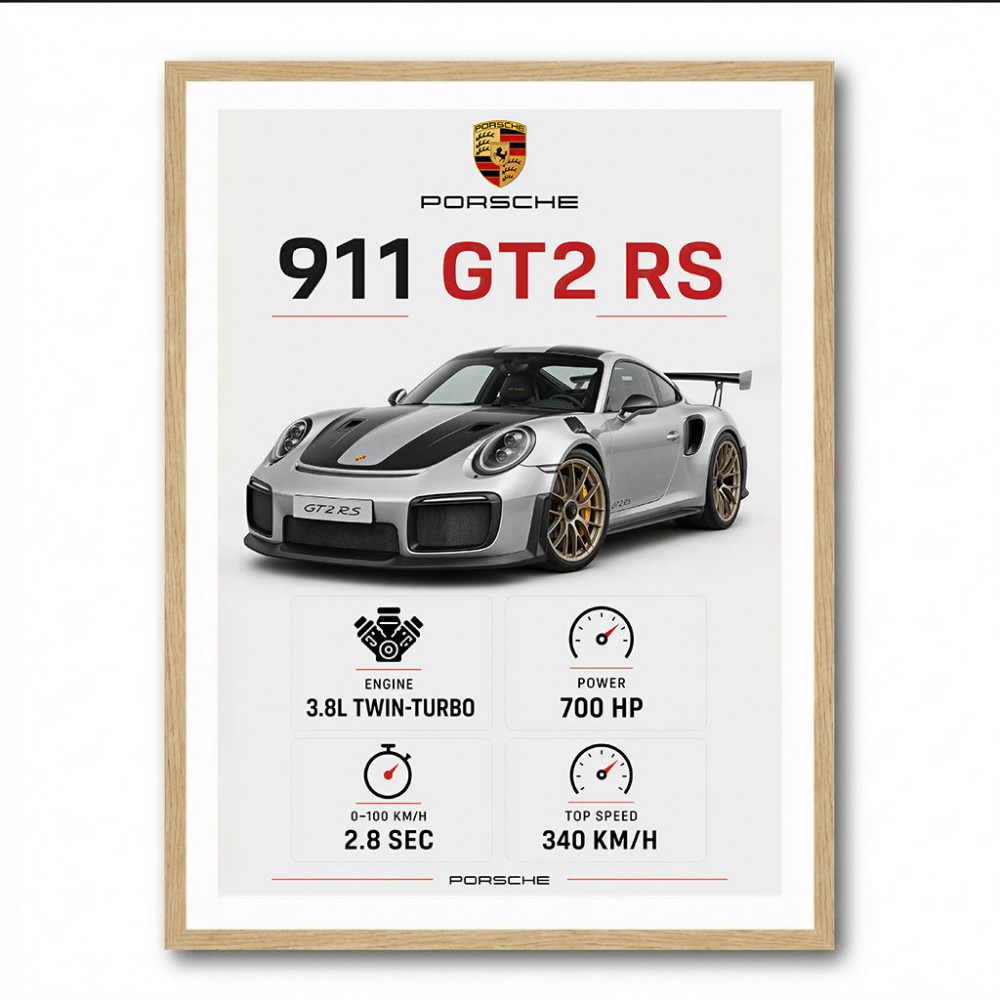 Porsche 911 GT2 RS Specs Art Print
