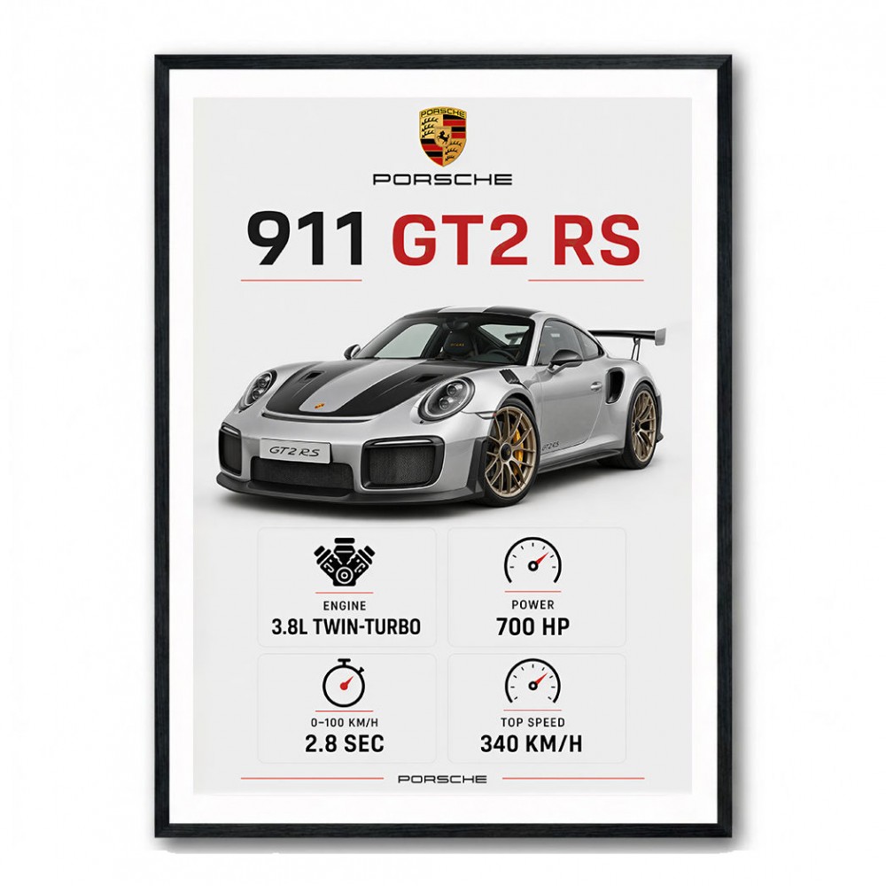 Porsche 911 GT2 RS Specs Art Print