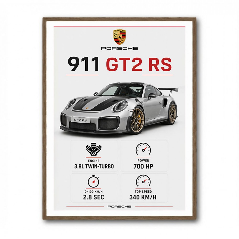 Porsche 911 GT2 RS Specs Art Print