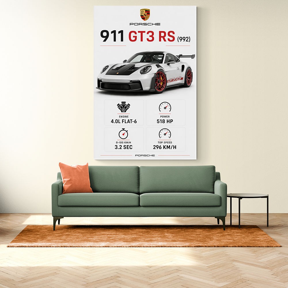 Porsche 911 GT3 RS Stats Car Art Print
