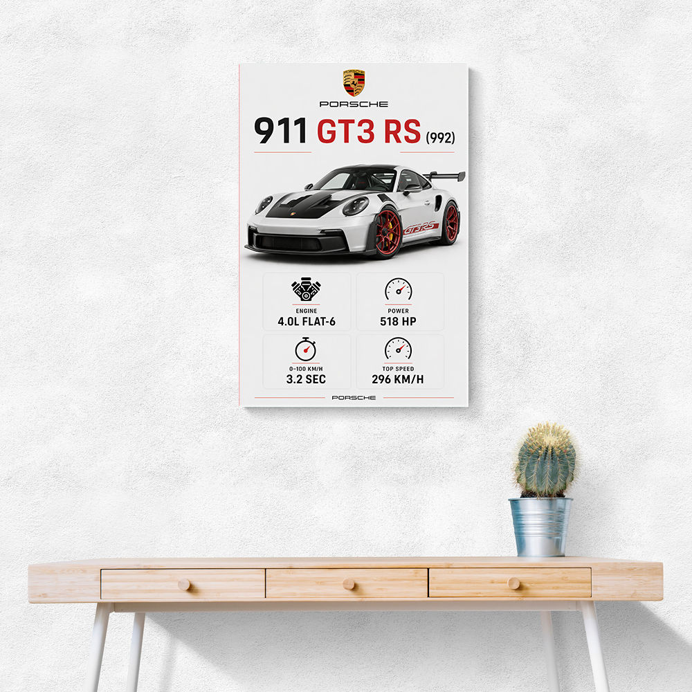 Porsche 911 GT3 RS Stats Car Art Print