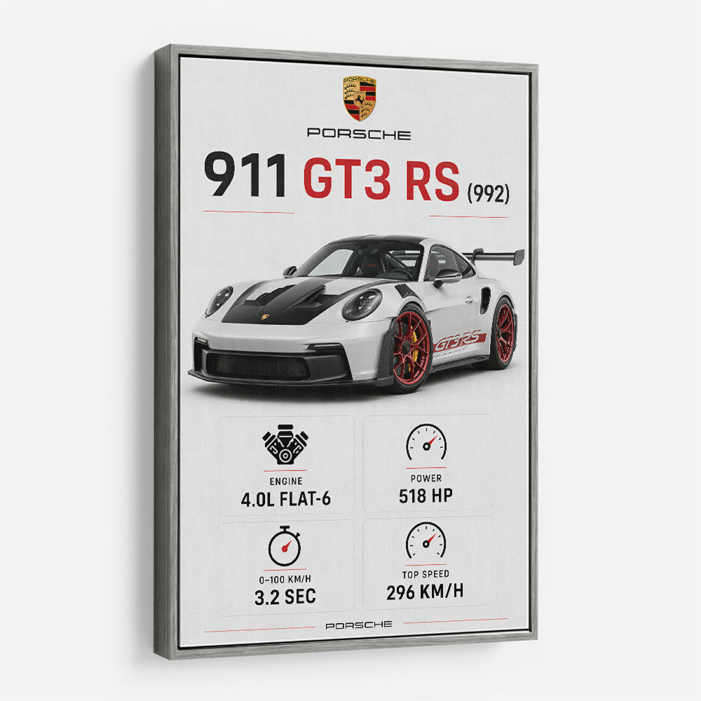 Porsche 911 GT3 RS Stats Car Art Print