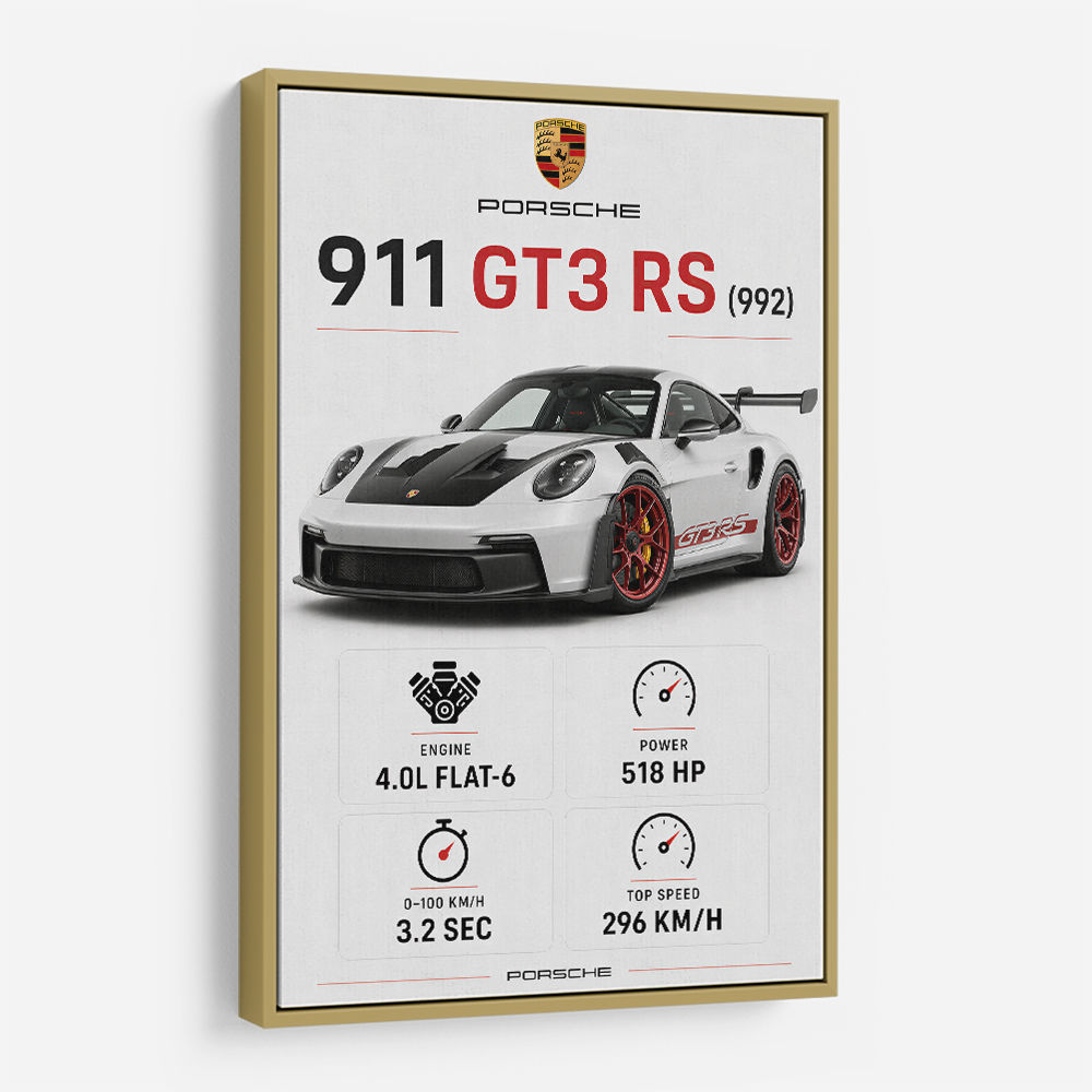 Porsche 911 GT3 RS Stats Car Art Print