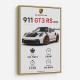 Porsche 911 GT3 RS Stats Car Art Print