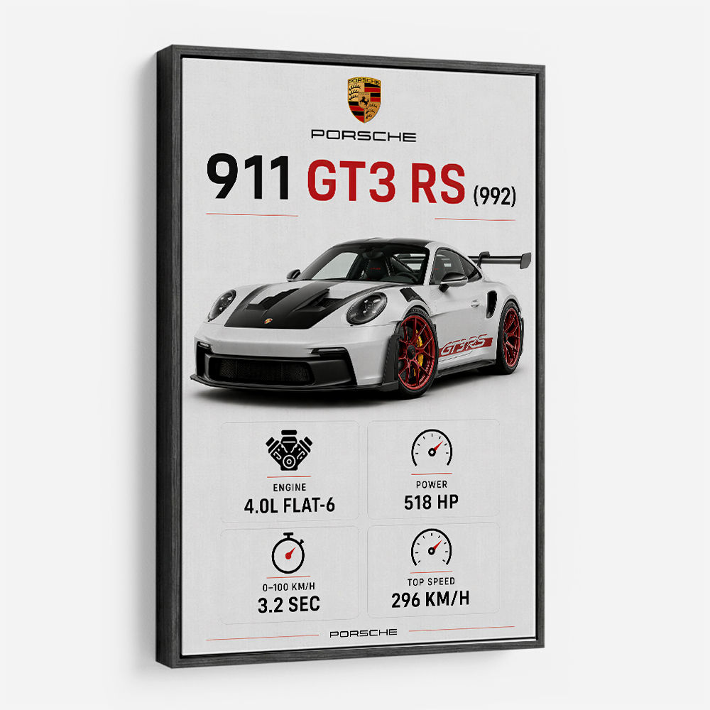 Porsche 911 GT3 RS Stats Car Art Print