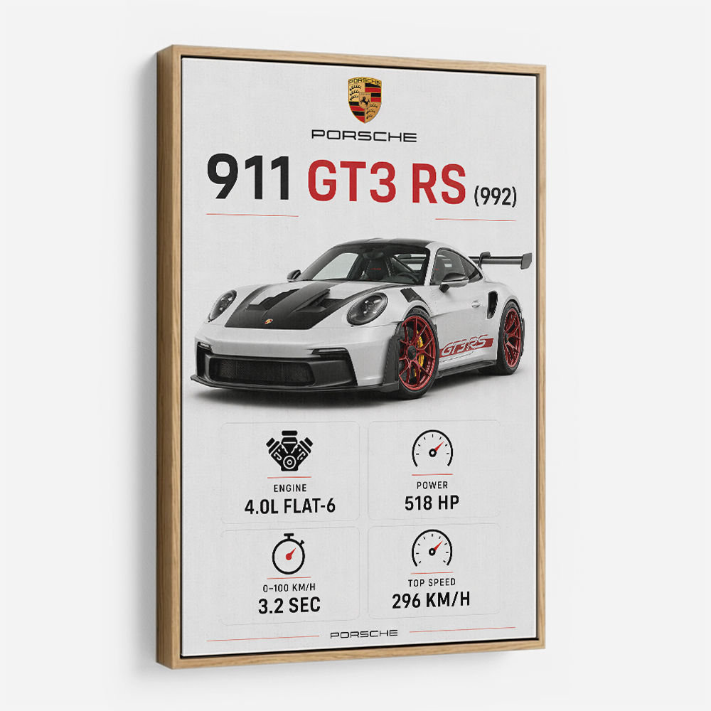 Porsche 911 GT3 RS Stats Car Art Print