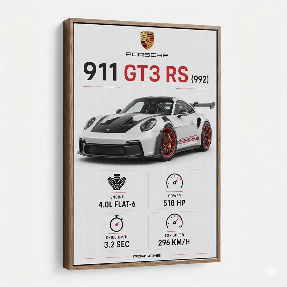 Porsche 911 GT3 RS Stats Car Art Print