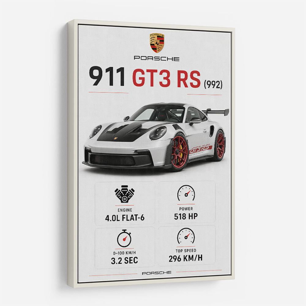 Porsche 911 GT3 RS Stats Car Art Print