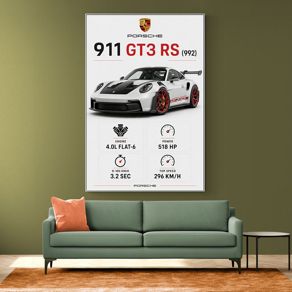 Porsche 911 GT3 RS Stats Car Art Print