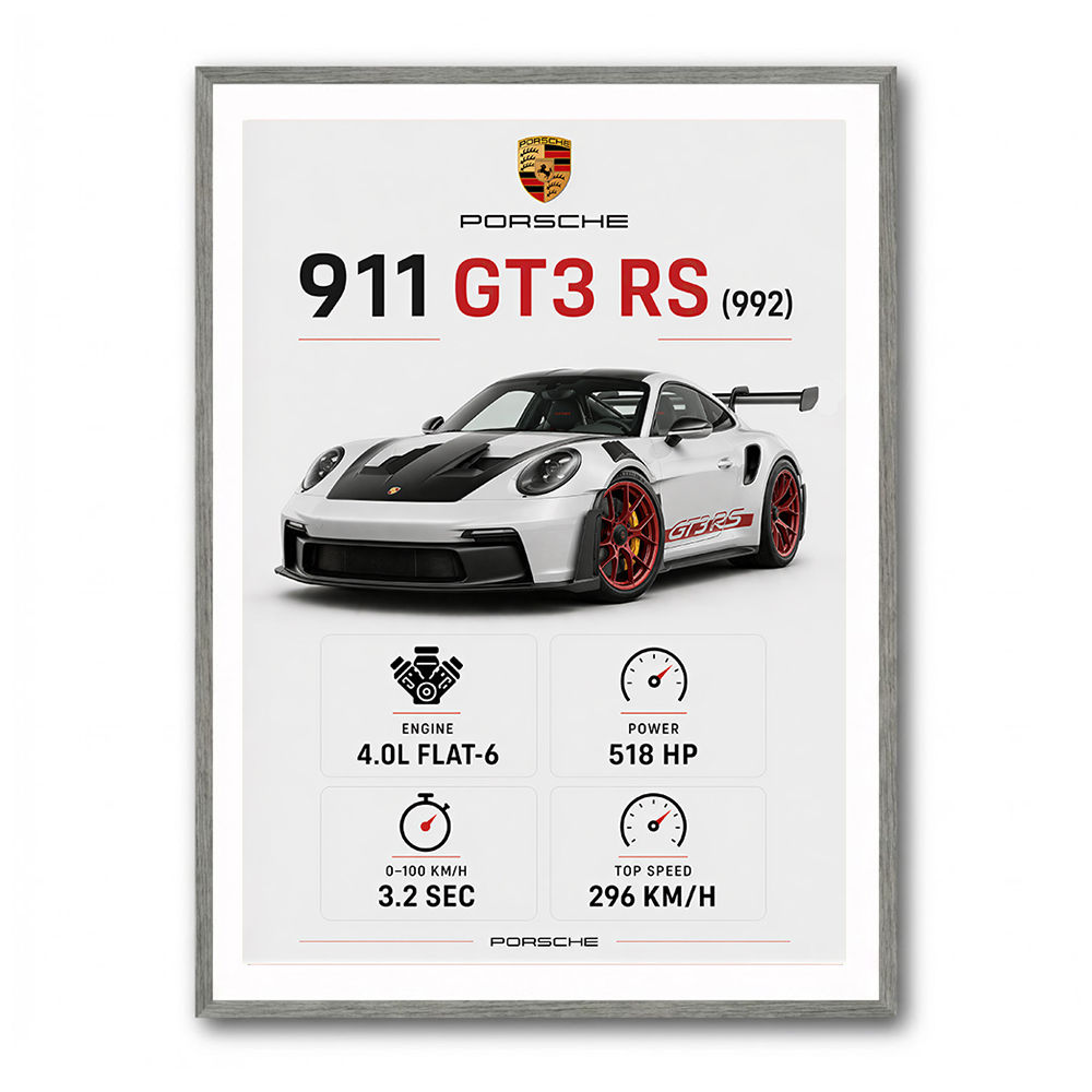 Porsche 911 GT3 RS Stats Car Art Print