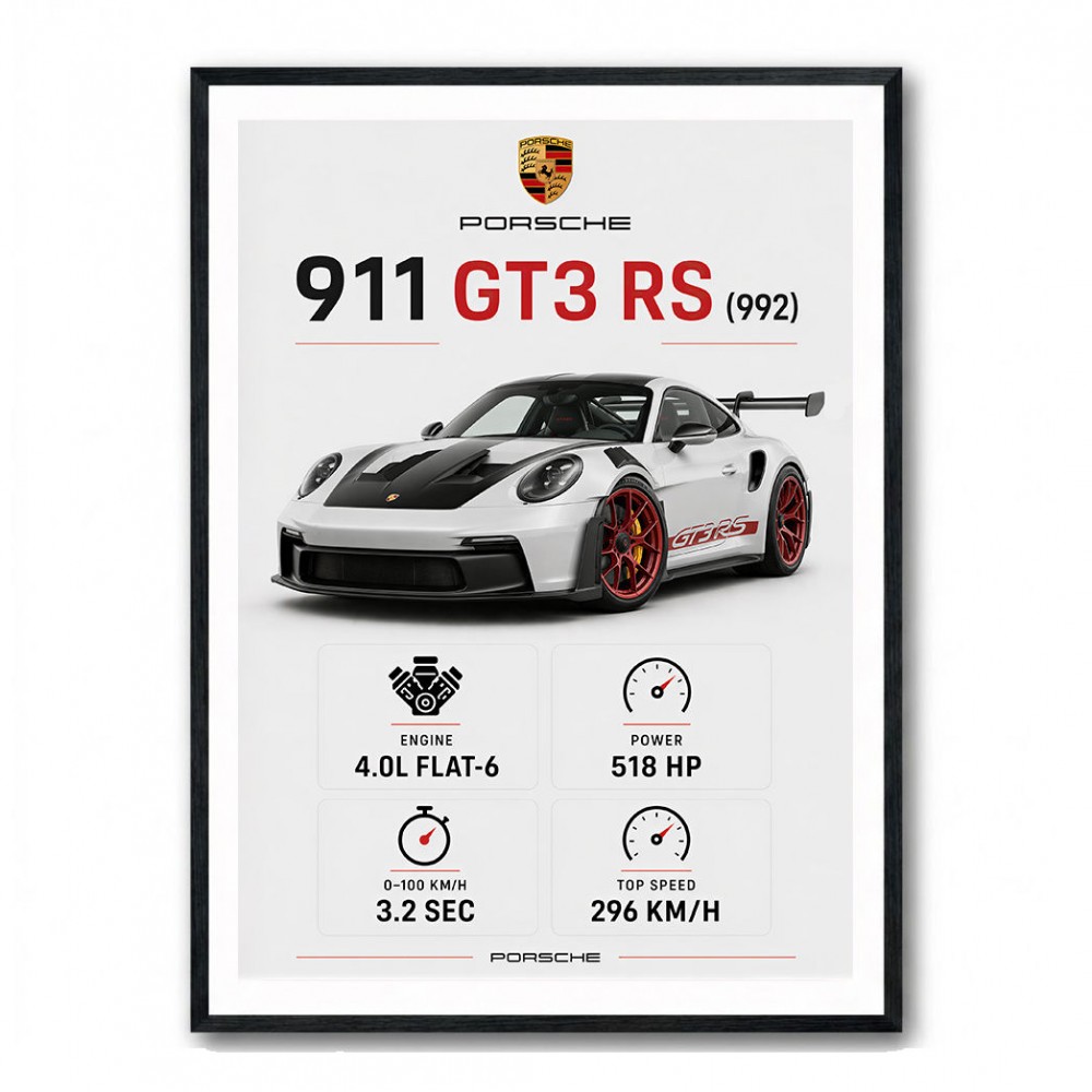 Porsche 911 GT3 RS Stats Car Art Print
