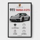 Porsche 911 Targa GTS Statistics Wall Art