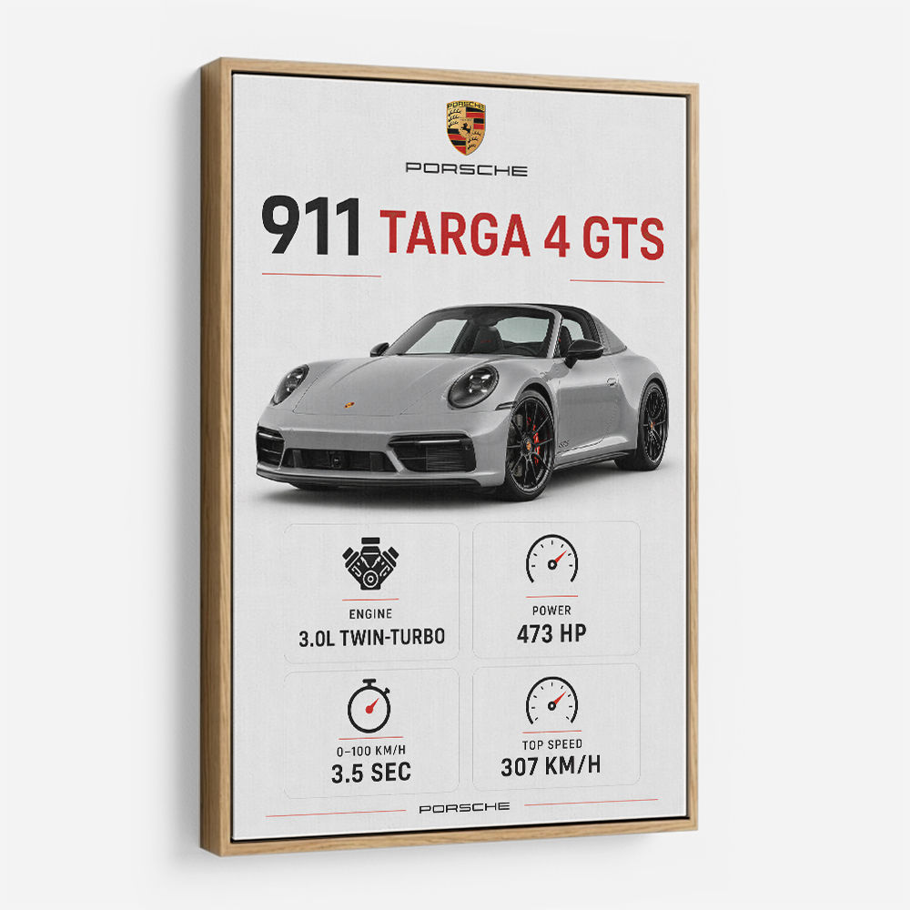 Porsche 911 Targa GTS Statistics Wall Art