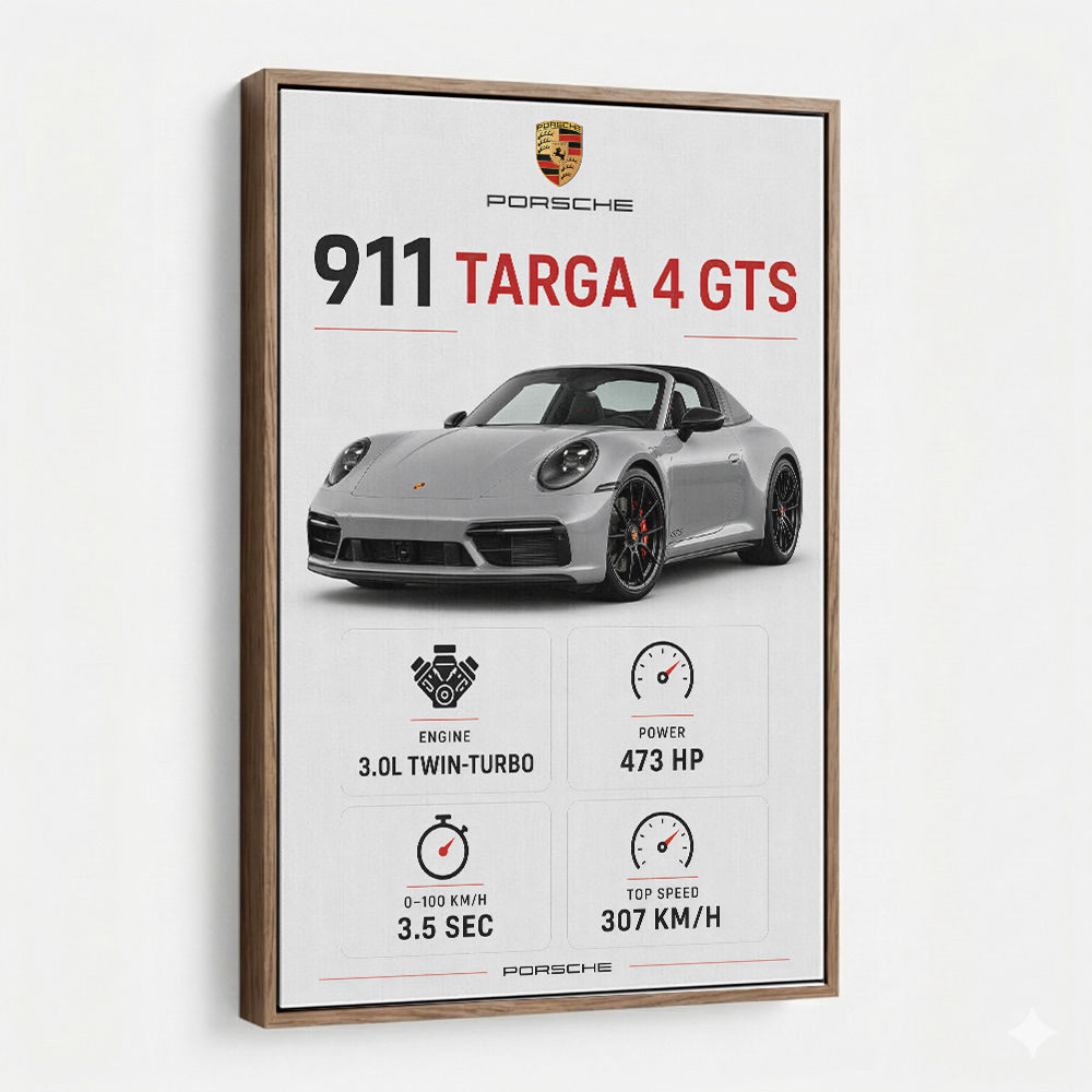 Porsche 911 Targa GTS Statistics Wall Art
