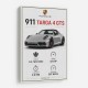 Porsche 911 Targa GTS Statistics Wall Art