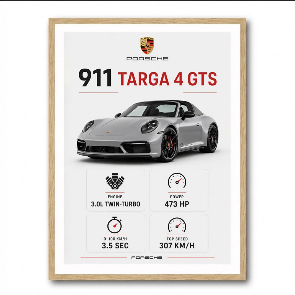 Porsche 911 Targa GTS Statistics Wall Art