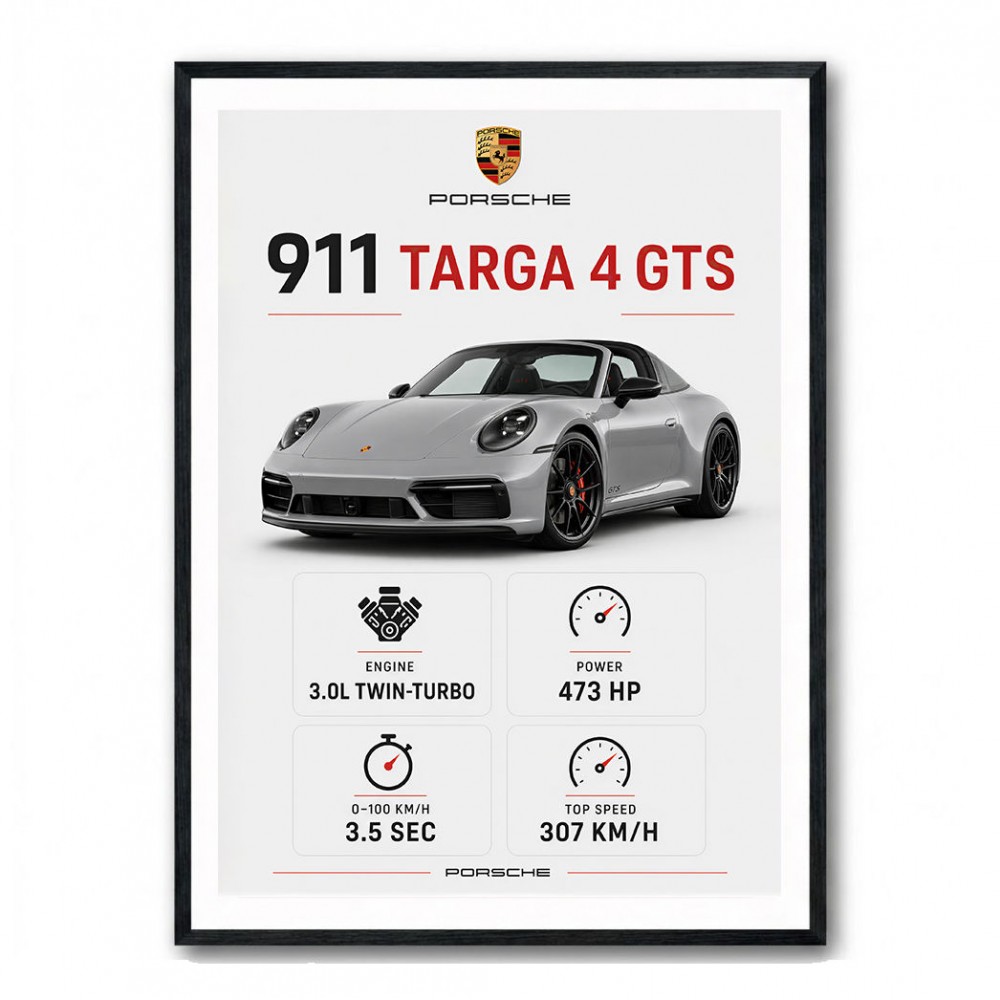 Porsche 911 Targa GTS Statistics Wall Art
