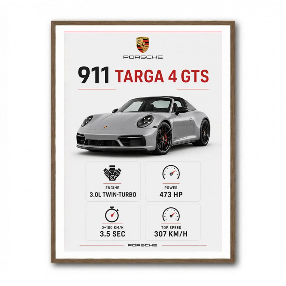 Porsche 911 Targa GTS Statistics Wall Art