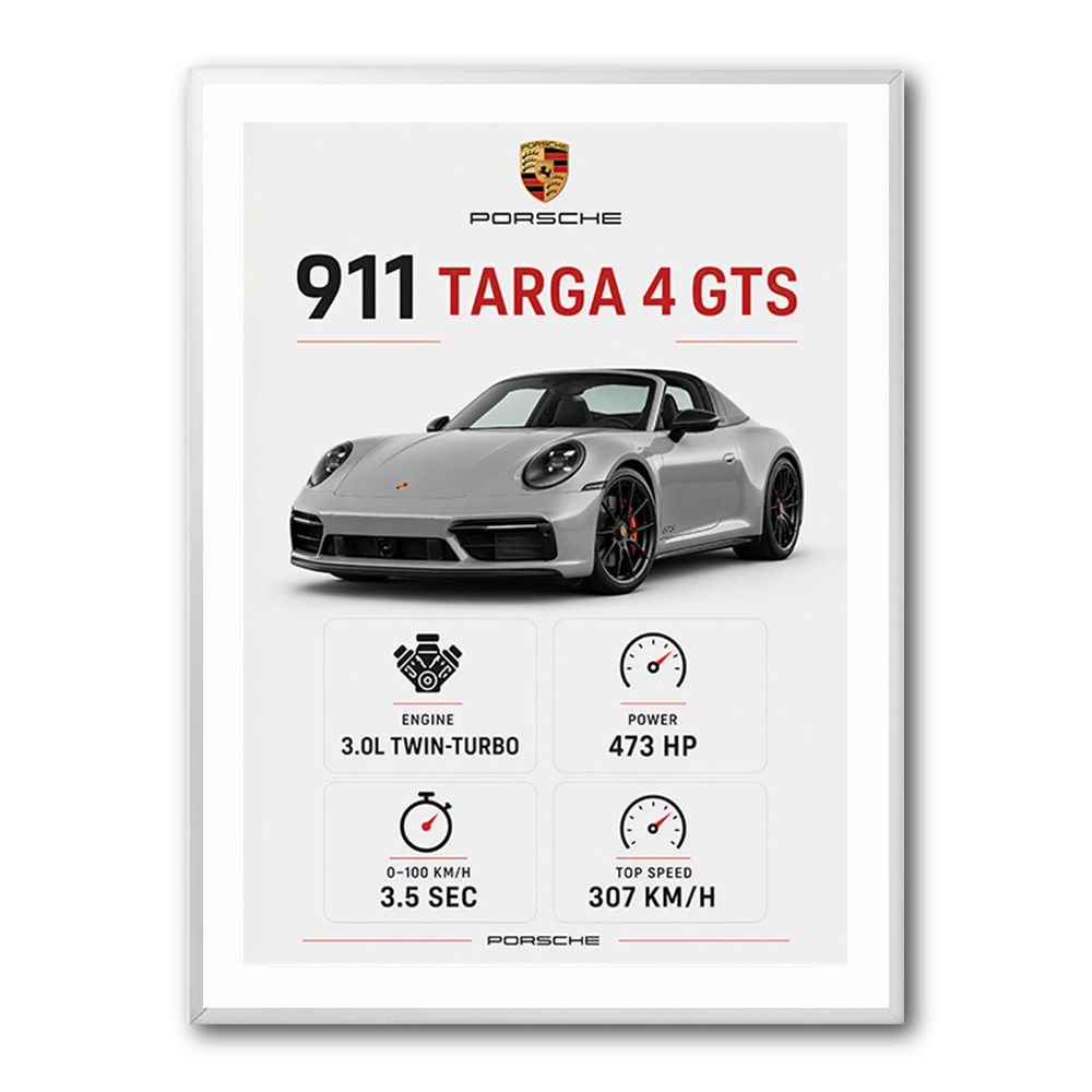 Porsche 911 Targa GTS Statistics Wall Art
