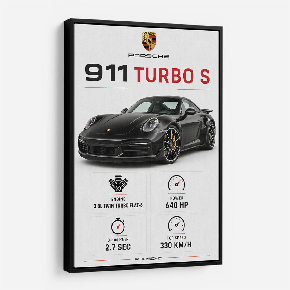 Porsche 911 Turbo S Car Stats Art Print