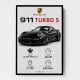 Porsche 911 Turbo S Car Stats Art Print