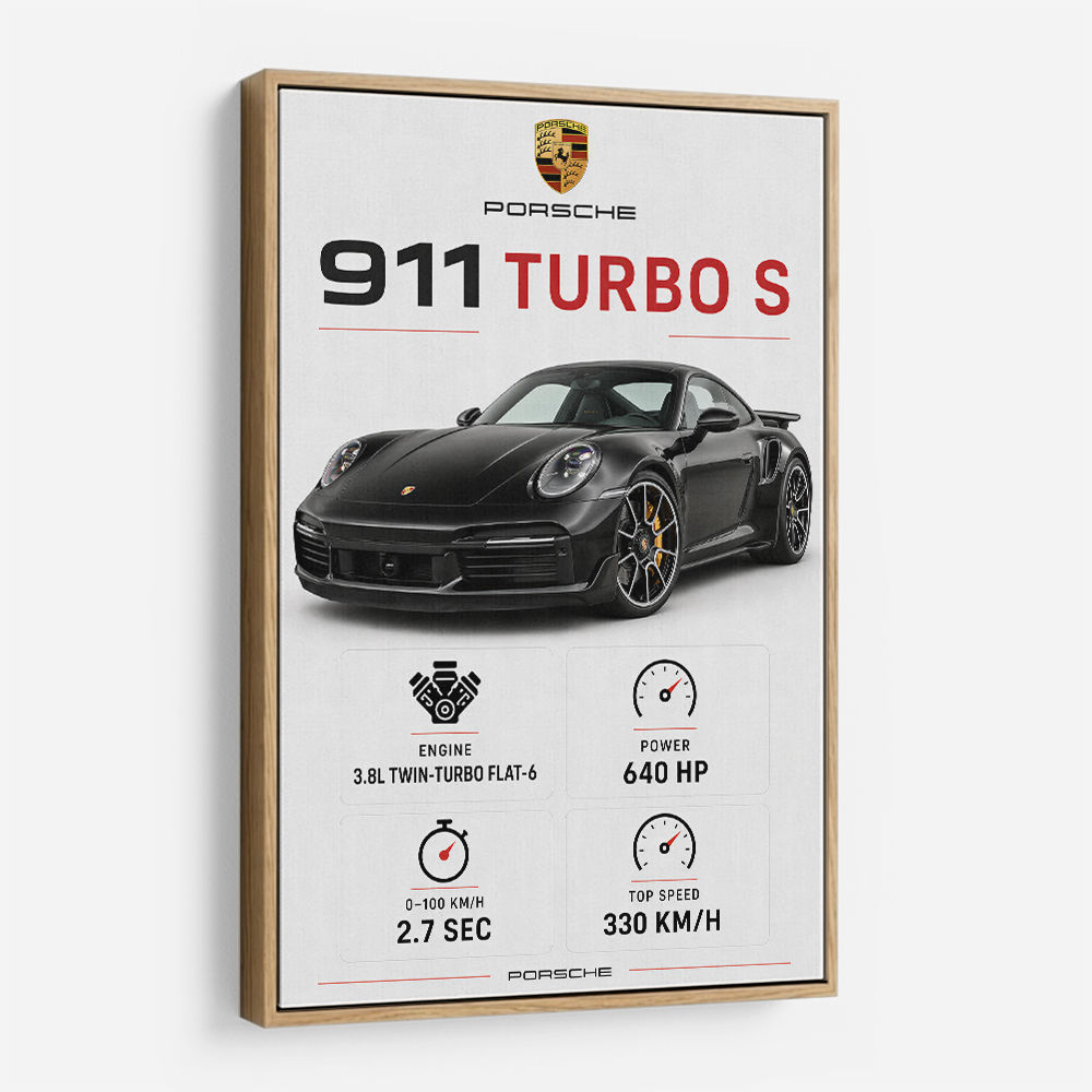 Porsche 911 Turbo S Car Stats Art Print