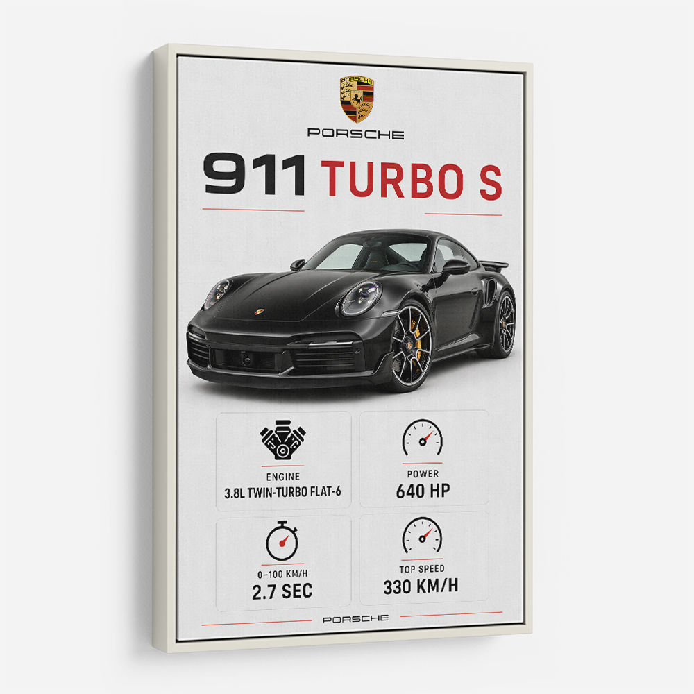 Porsche 911 Turbo S Car Stats Art Print