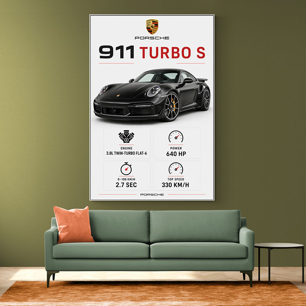 Porsche 911 Turbo S Car Stats Art Print
