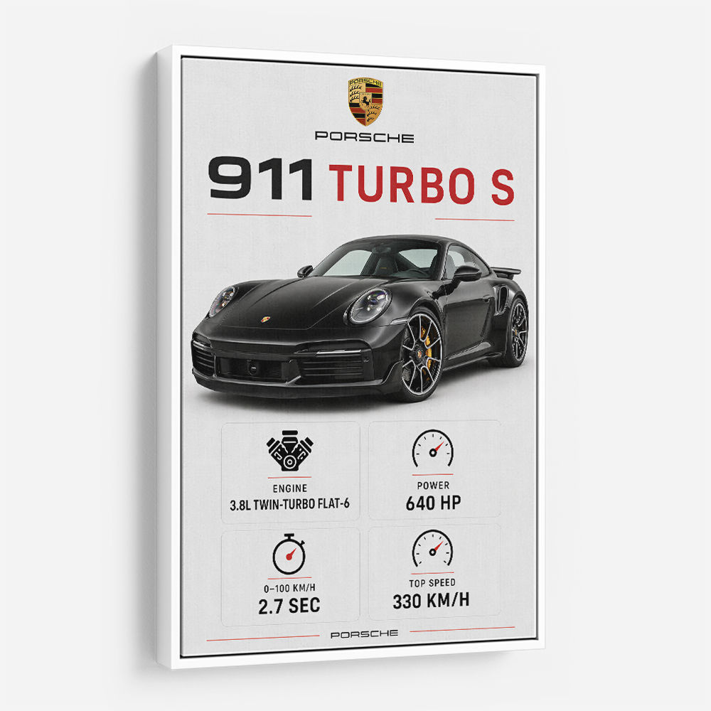 Porsche 911 Turbo S Car Stats Art Print