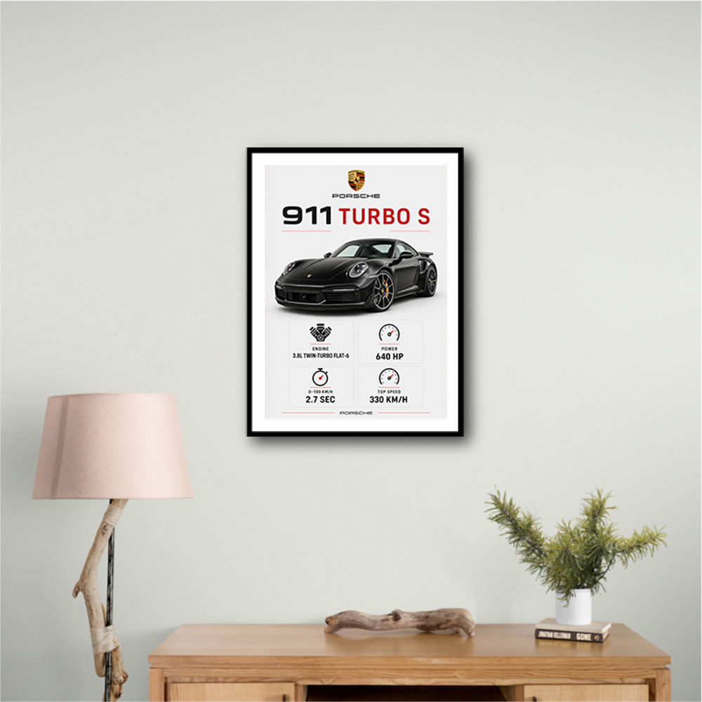 Porsche 911 Turbo S Car Stats Art Print
