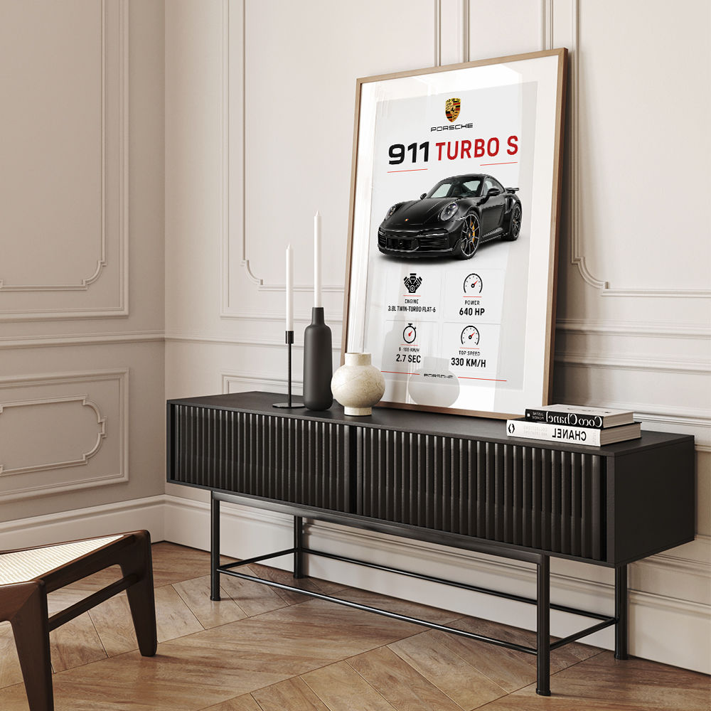 Porsche 911 Turbo S Car Stats Art Print