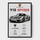 Porsche 918 Spyder Car Stats Art Print