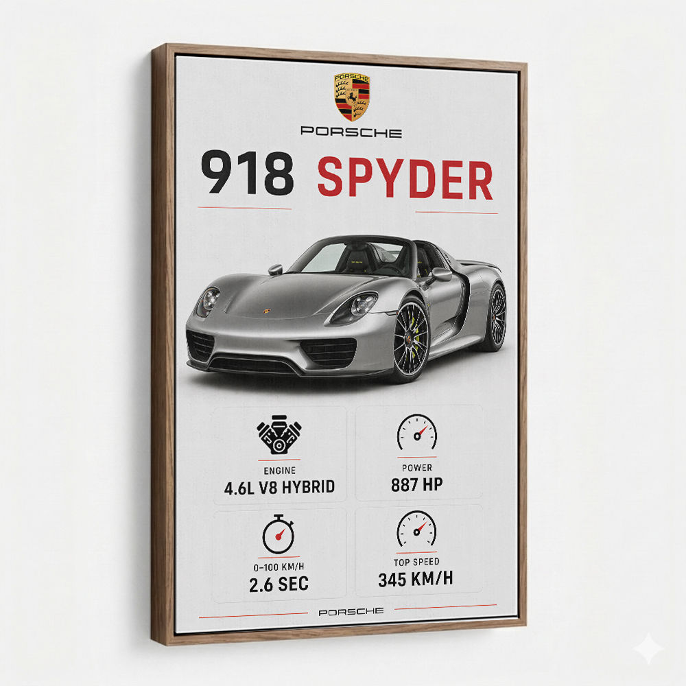 Porsche 918 Spyder Car Stats Art Print