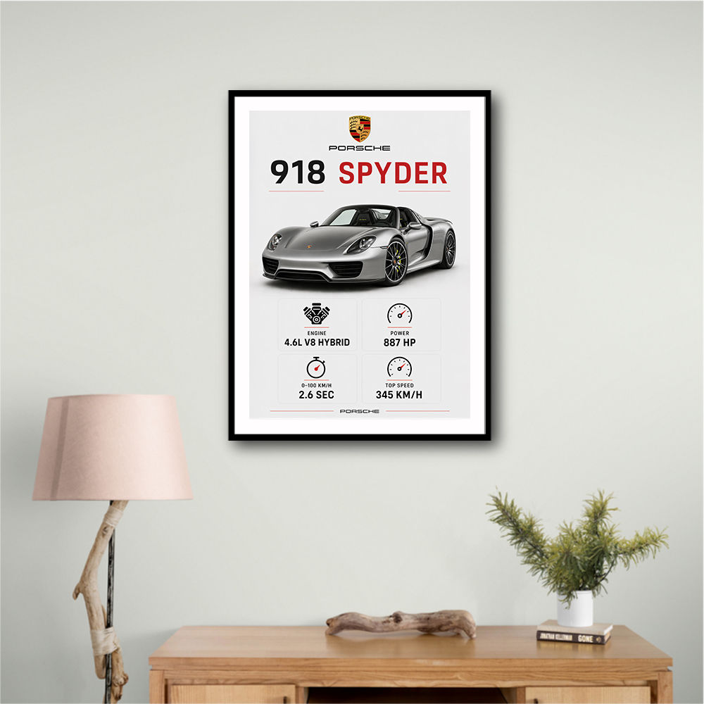 Porsche 918 Spyder Car Stats Art Print
