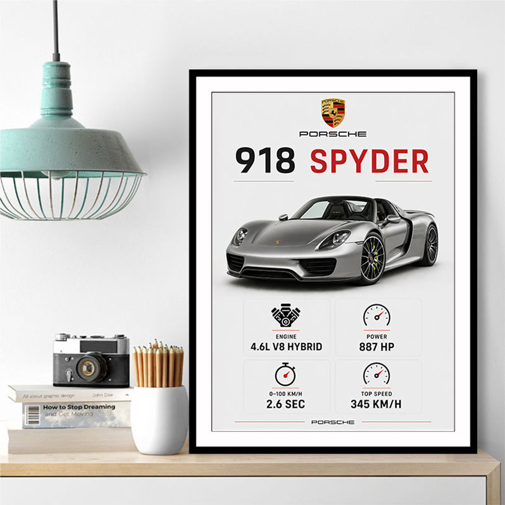 Porsche 918 Spyder Car Stats Art Print