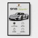 Porsche 918 Spyder Car Stats Wall Art