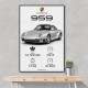 Porsche 959 Sports Car Wall Art