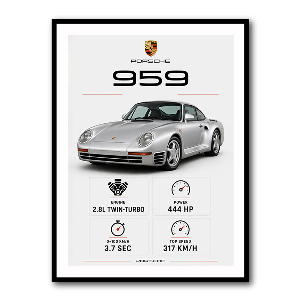 Porsche 959 Sports Car Wall Art
