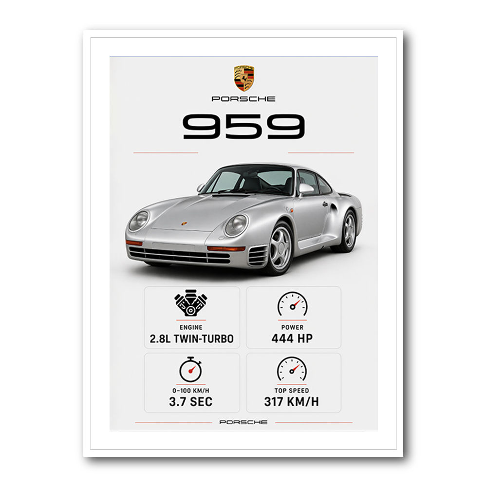 Porsche 959 Sports Car Wall Art