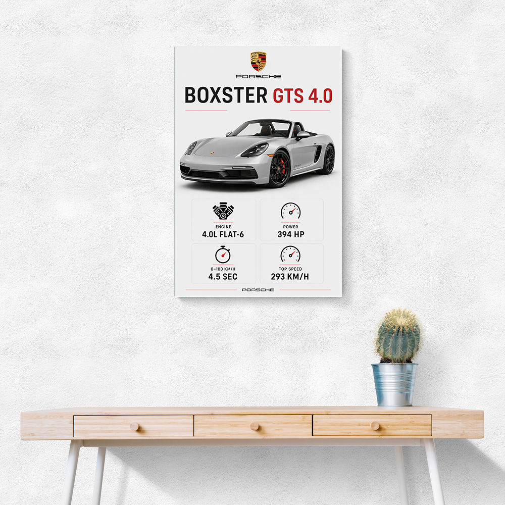 Porsche Boxster GTS 4 Silver Car Wall Art