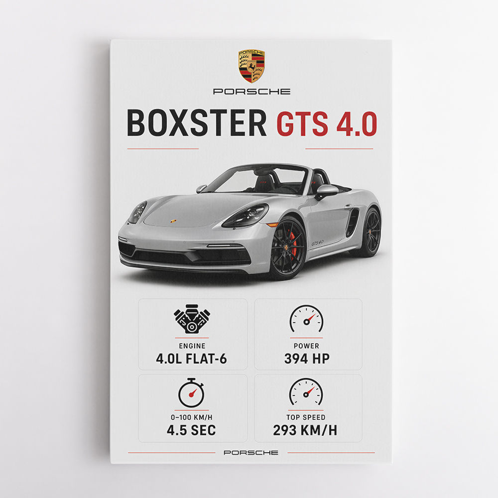 Porsche Boxster GTS 4 Silver Car Wall Art